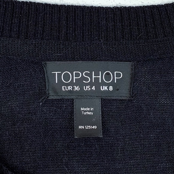 Topshop Mixed Media Black & Multicolor Abstract Print Angora Blend Sweater Top - Picture 8 of 10